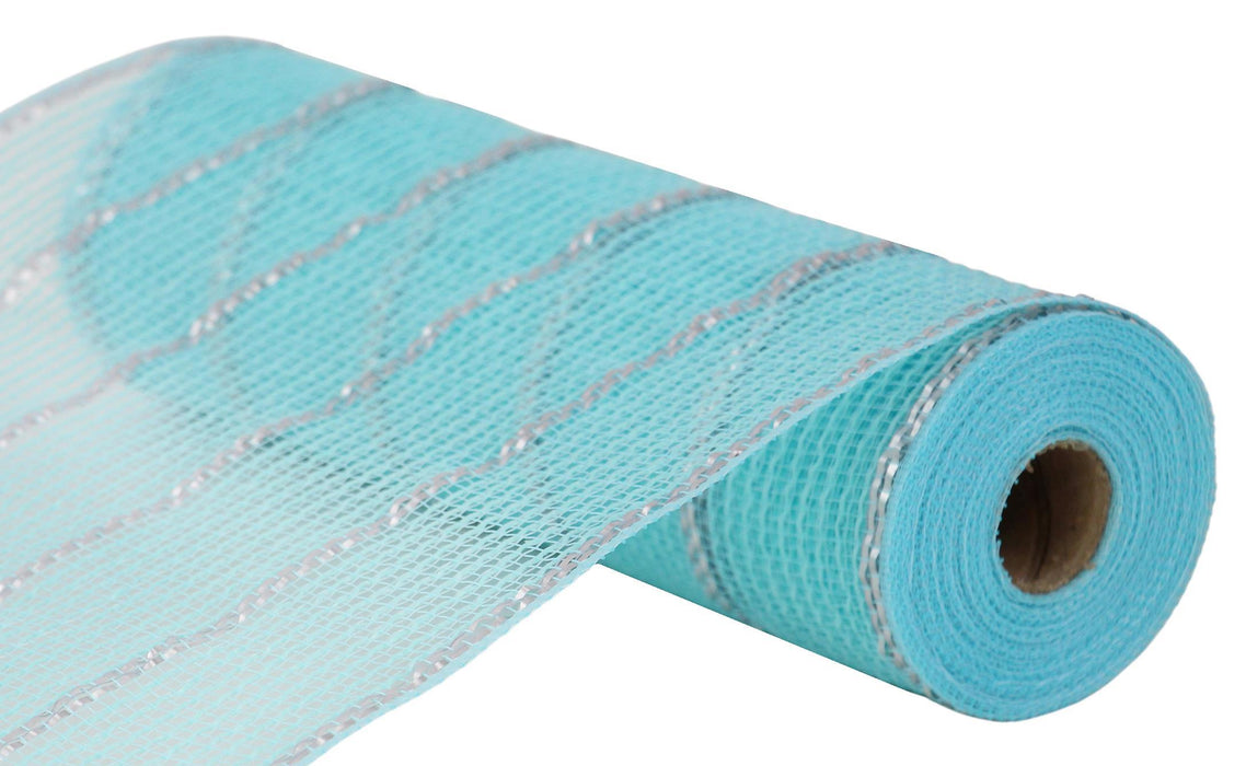 10.25"X10Yd Poly/Faux Jute/Matte Mesh Ice Blue/Silver RY8329W7