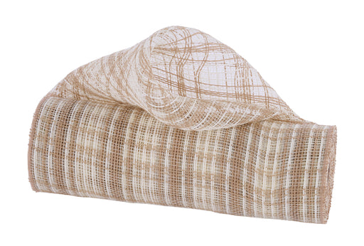10.25"X10Yd Farmhse Plaid Faux Jute Mesh Natural/Cream RY834554
