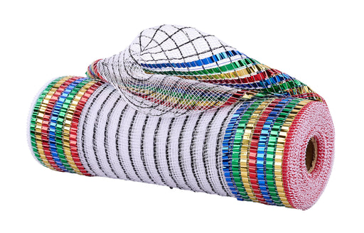 10.25"X10Yd Metallic Xl Foil Border Mesh Wht/Blk/Gld/Emrld/Ryl/Red RY8515KY - DecoExchange®