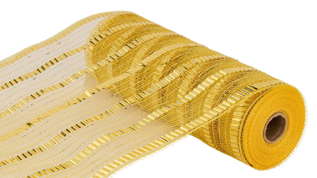 10.25"X10Yd Xl Wide Foil Stripe Mesh Gold RY851808