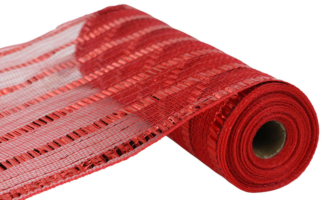 10.25"X10Yd Xl Wide Foil Stripe Mesh Red RY851824