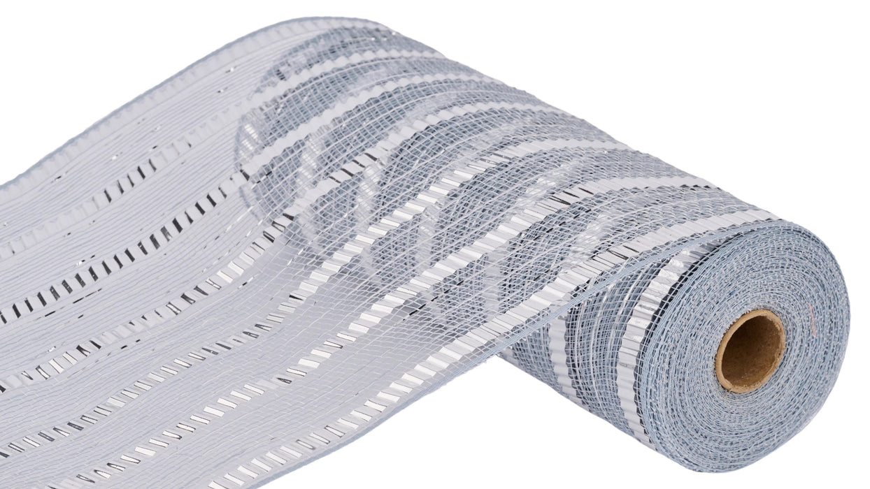 10.25"X10Yd Xl Wide Foil Stripe Mesh Silver RY851826