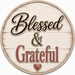 Round Blessed and Grateful, PS-W-0018, 12in Sign For Wreath, Wood Wreath Sign
