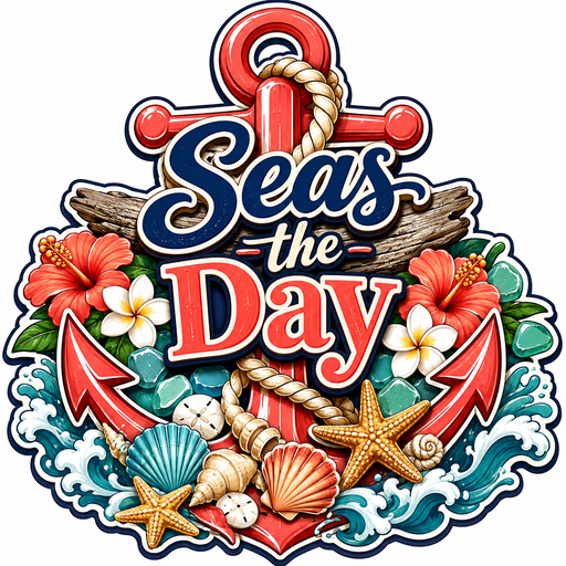 Seas the Day, PS-W-0047, 12in Sign For Wreath, Wood Wreath Sign