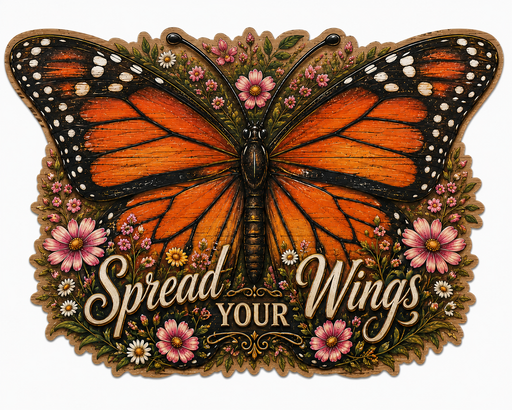 Spread Your Wings, PS-W-0022, 12in Sign For Wreath, Wood Wreath Sign