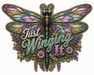 Stained Glass Dragonfly - Just Winging It, PS-W-0021, 12in Sign For Wreath, Wood Wreath Sign