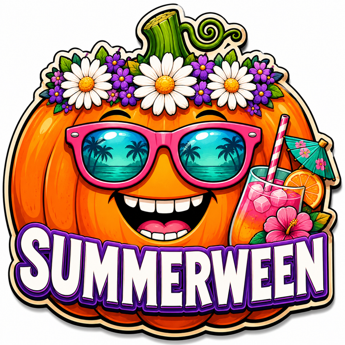 Summerween Pumpkin with Sunglasses, SCW-W-0006, 12in Sign For Wreath, Wood Wreath Sign