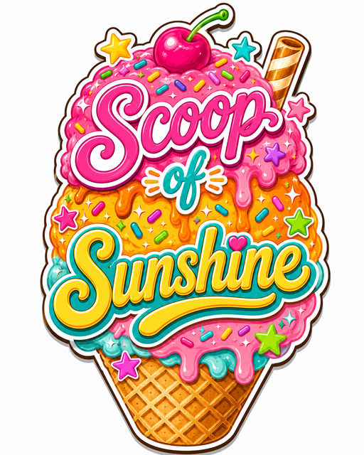 Sunshine Ice Cream Scoop of Sunshine, PS-W-0061, 12in Sign For Wreath, Wood Wreath Sign