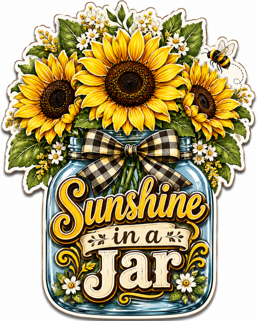 Sunshine in a Jar, PS-W-0062, 12in Sign For Wreath, Wood Wreath Sign