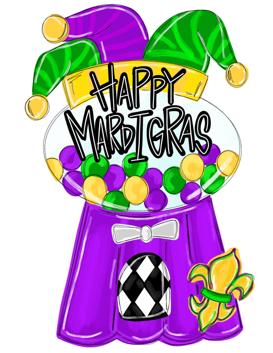 Mardi Gras Hanger, TWW-W-0023, 22" Wood Door Hanger