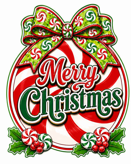 Traditional Peppermint Merry Christmas, PS-W-0068, 12in Sign For Wreath, Wood Wreath Sign - DecoExchange®