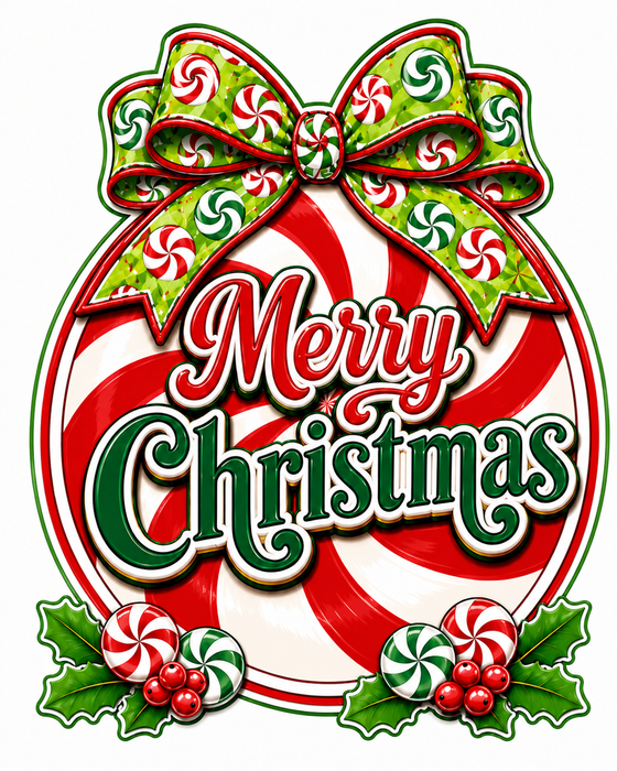 Traditional Peppermint Merry Christmas, PS-W-0068, 12in Sign For Wreath, Wood Wreath Sign - DecoExchange®