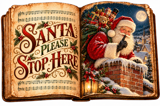 Santa Please Stop Here Vintage Songbook - DCO-W-1573