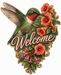 Welcome Hummingbird, PS-W-0023, 12in Sign For Wreath, Wood Wreath Sign