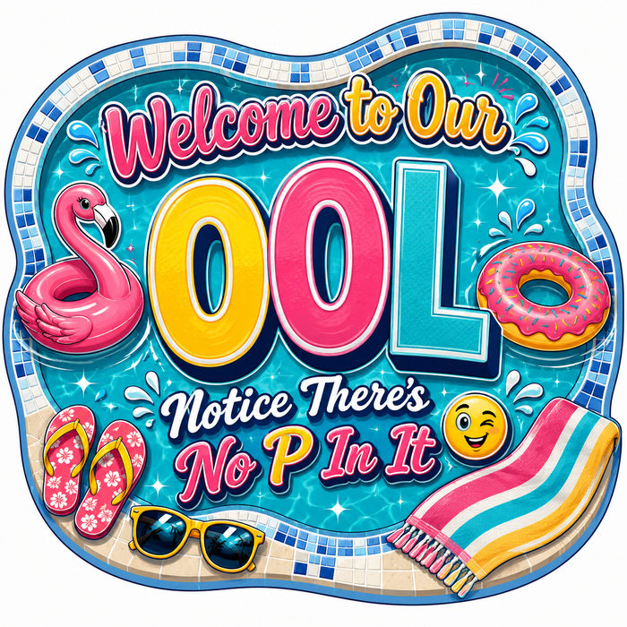 Welcome to Our OOL, PS-W-0043, 12in Sign For Wreath, Wood Wreath Sign