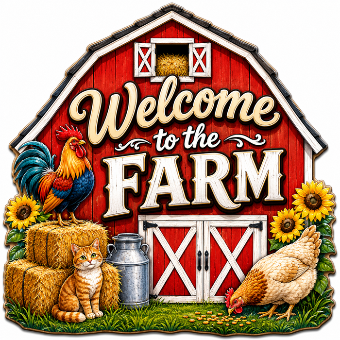 Welcome to the Farm, PS-W-0044, 12in Sign For Wreath, Wood Wreath Sign
