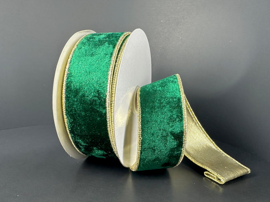 Hunter Crushed Velvet Gold Back Ribbon X962309-07