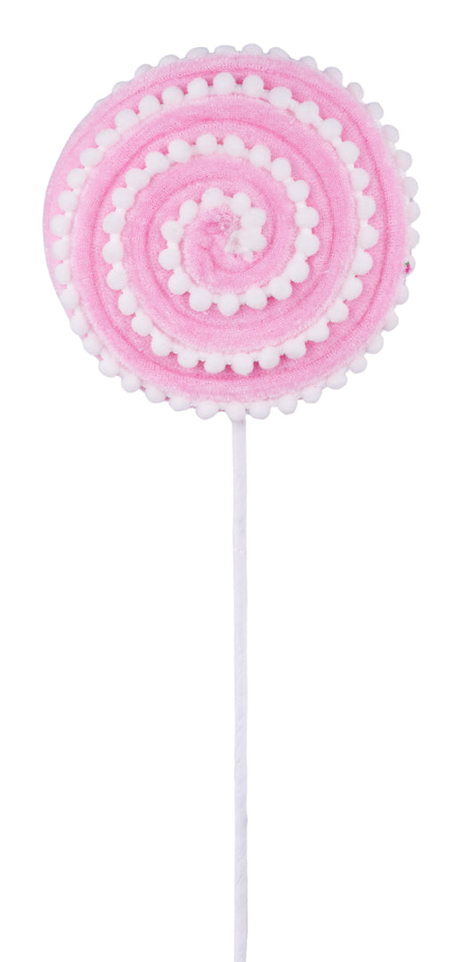 15.25"L Velvet/Snowball/Striped Lollipop Pink/White XC1200A9 - DecoExchange®