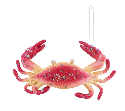 12.5"L X 7.5"W Glttr/Sequin Crab Orn Red/Yellow XJ7281 - DecoExchange®