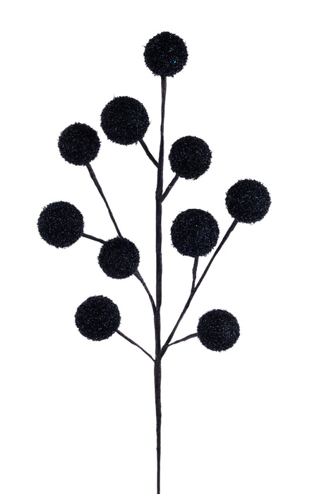 26"L Styro/Curly Foil Ball Spray Black XS141902 - DecoExchange®