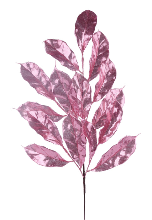 29.5"L Met/Glttr Magnolia Leaf Spray Pink XS147922