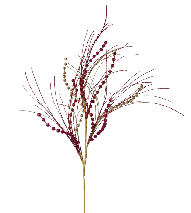 31"L Glittered Bead Spike/Fishline Spray Red/Hot Pink/Gold XS1535AA - DecoExchange®