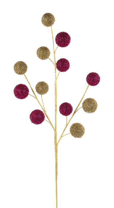 30"L Styro/Curly Foil Ball Spray Fuchsia/Gold XS156975