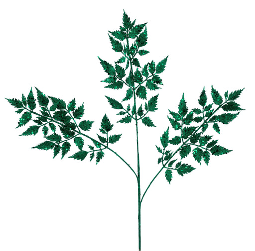 25"L Glitter Fern Spray Emerald Green XS249090