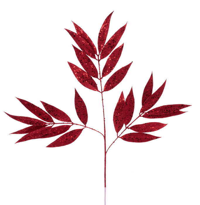 27"L Pointed Bay Leaf Spray Red XS2491E2