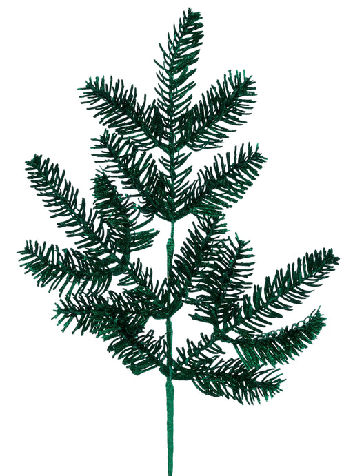 20.75"L Glitter Noble Fern Spray Emerald Green XS250906