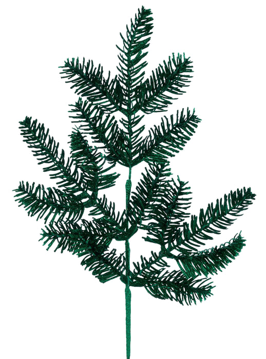 20.75"L Glitter Noble Fern Spray Emerald Green XS250906