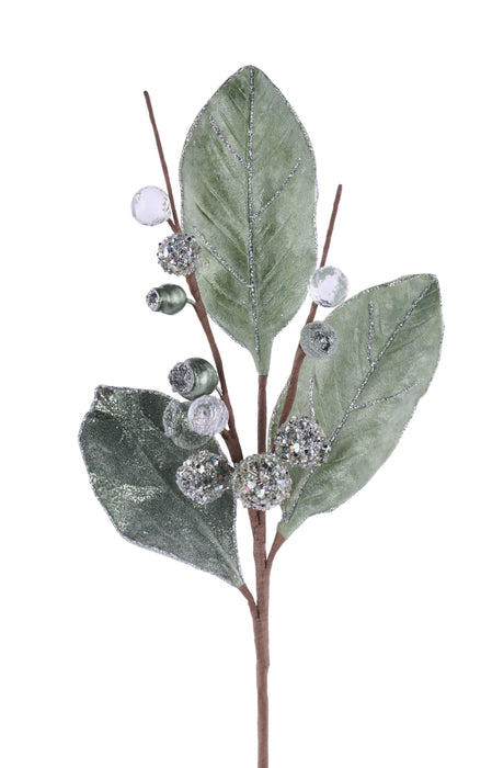 24.5"L Magnolia Leaf Spray Green XS252509