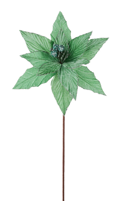 22"L X 11.5"Dia Velvet Poinsettia Mint Green XS408774 - DecoExchange®