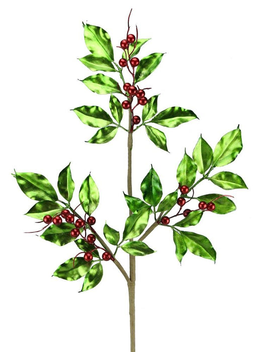 30"L Metallic Berry/Leaf Spray Red/Emerald Green XS7529
