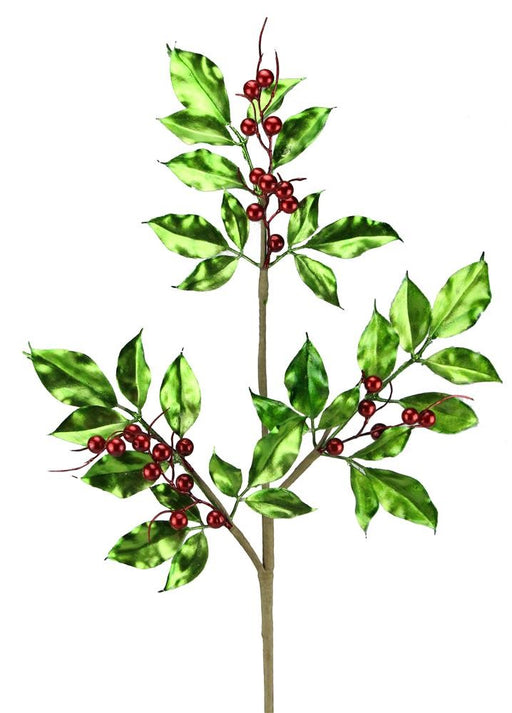 30"L Metallic Berry/Leaf Spray Red/Emerald Green XS7529