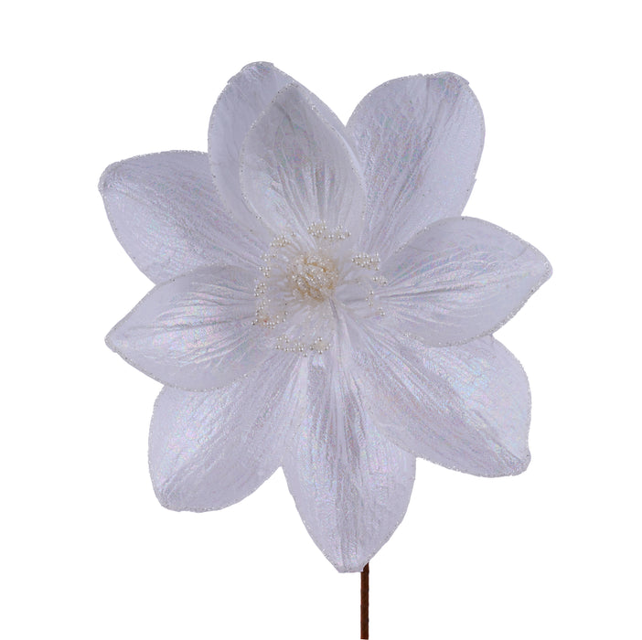 9"Dia Iridescent Magnolia Stem 11"Oal White XS765427 - DecoExchange®