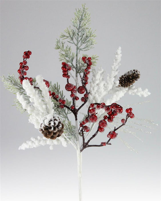 20"L Snow Twigs/Pinecone/Berry Spray Red/Green/White XX1959