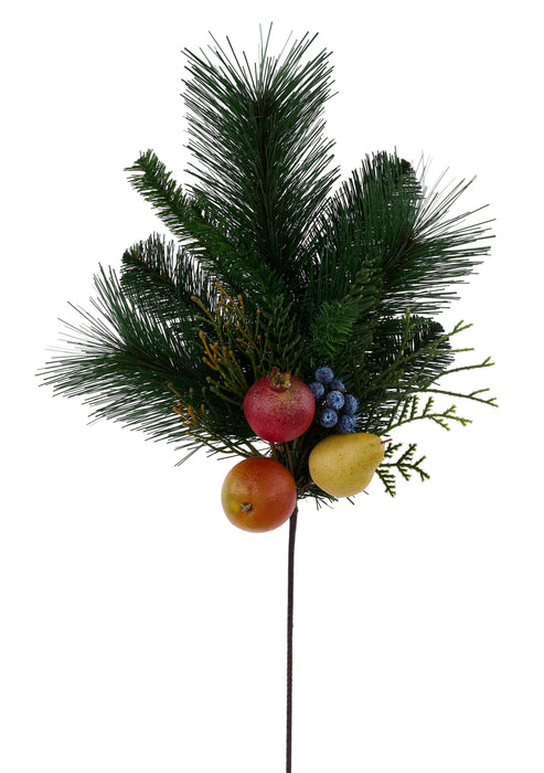 19"L Della Robbia Mix Pine Spray X9 Green/Red/Yellow/Blue/Org XX5002