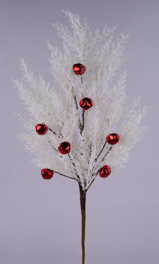 30"L Glttr Juniper/Jingle Bell Spray White/Shiny Red XX889824