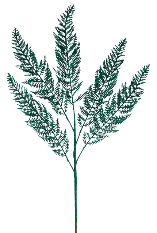 27"L Glitter Fern Spray Hunter Green XX971712 - DecoExchange®