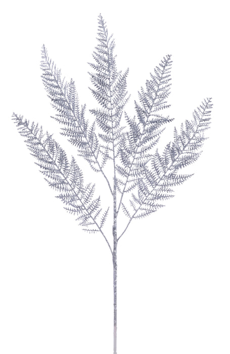 27"L Glitter Fern Spray Silver XX971726 - DecoExchange®