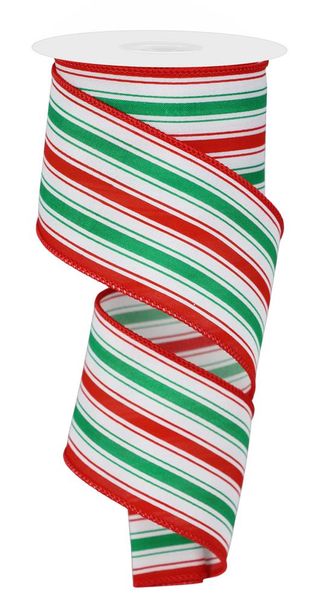 2.5"X10YD Vertical Stripe White/Red/Emerald RGE19573K