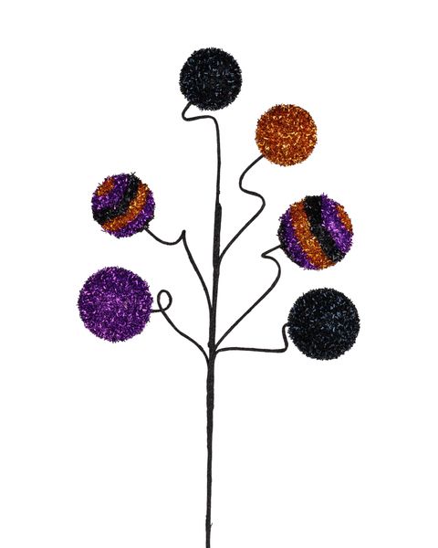 22"L V-cut Foil Horiz Stripe Ball Spray Orange/Purple/Black XS1335C1