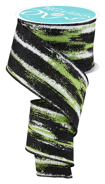 2.5"X10Yd Glitter Paint Strokes Lime Green/White/Black RGH14557H