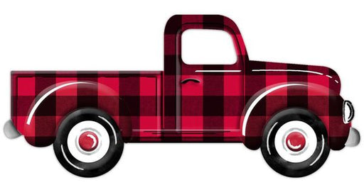 12"LX5.5"H METAL/EMBOSSED Checked Truck Red/Black MD067024
