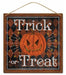5"SQ Embossed Trick Or Treat Sign Orange/Black/White MD1266