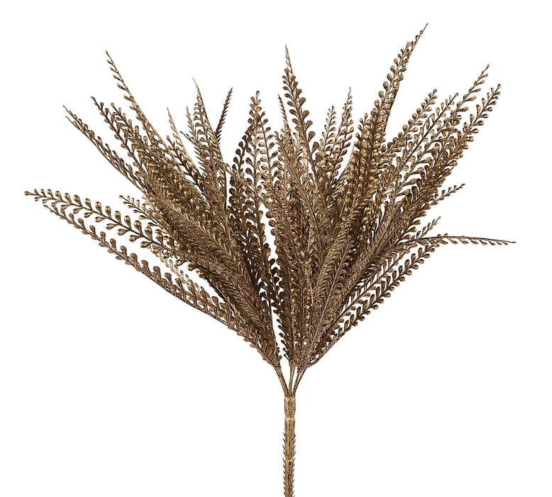 19"L Metallic Button Fern Bush X7 Copper/Gold XS262055
