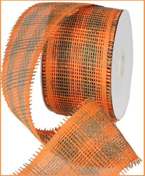 4"X20YD Woven Check Paper Mesh Orange/Natural RR700254