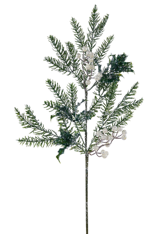 29"L Iced Wild Pine/Holly/Berry Spray Green/Cream XX8913F1 - DecoExchange®