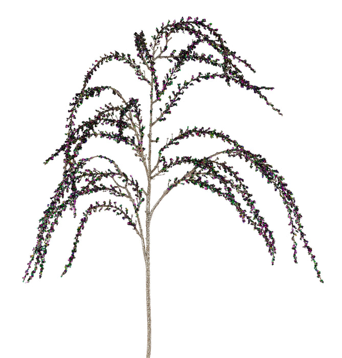 45"L Hexagon Glitter Hanging Leaf Spray Mardi Gras HG3452